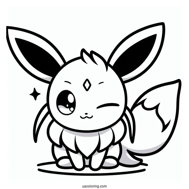 Kawaii Sylveon Coloring Page Winking For Preschoolers