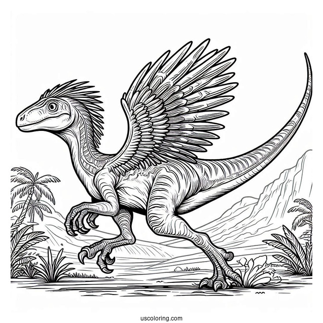 Running Oviraptor Coloring Sheet For Kids