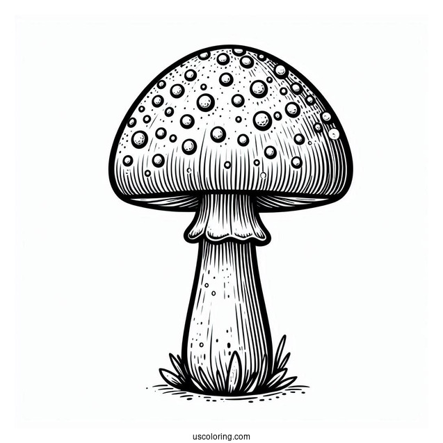 Tall Amanita Muscaria Mushroom Coloring Page