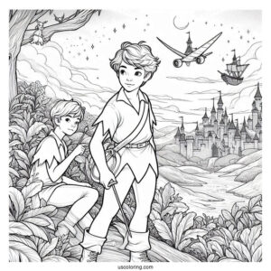 Detailed Coloring Page Of Lost Boys In Neverland