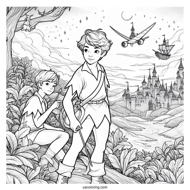 Detailed Coloring Page Of Lost Boys In Neverland
