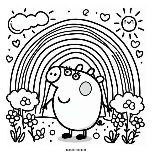 Peppa Pig Rainbow Coloring Sheet