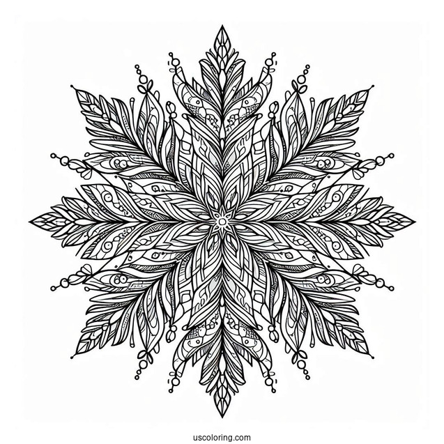 Detailed Crystal Snowflake Coloring Page