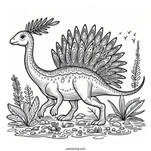 Simple Saurolophus Coloring Page For Kids