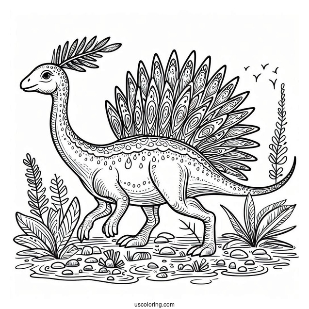 Simple Saurolophus Coloring Page For Kids
