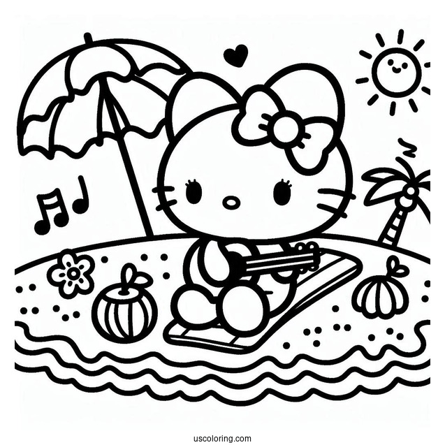 Cute Sanrio Coloring Page My Melody At The Beach