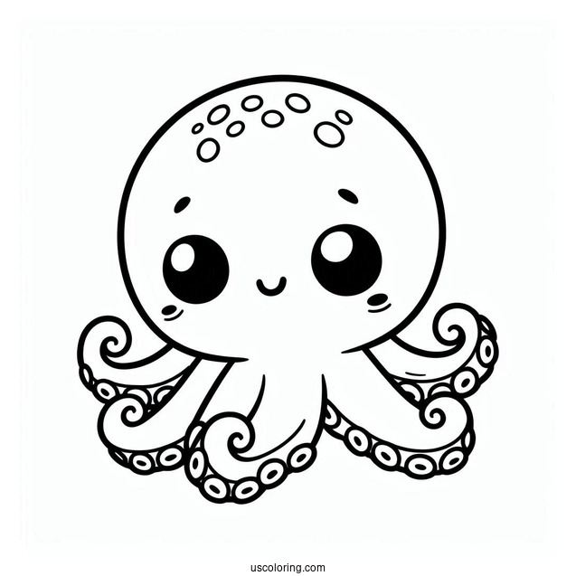 Cute Baby Octopus Coloring Page For Preschoolers