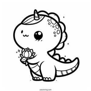 Kawaii Themed T-Rex Coloring Picture