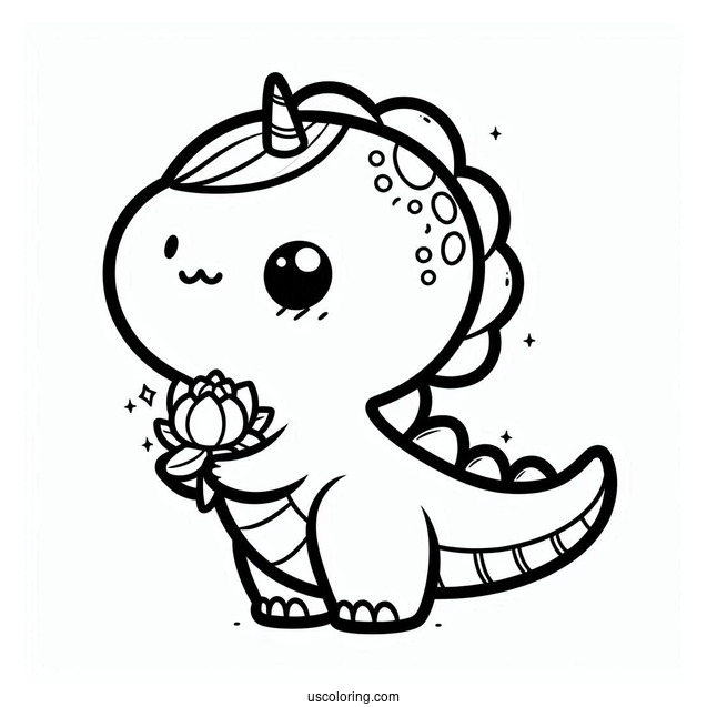 Kawaii Themed T-Rex Coloring Picture