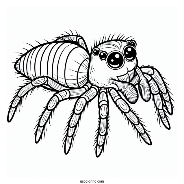 Cute Jumping Spider Coloring Page