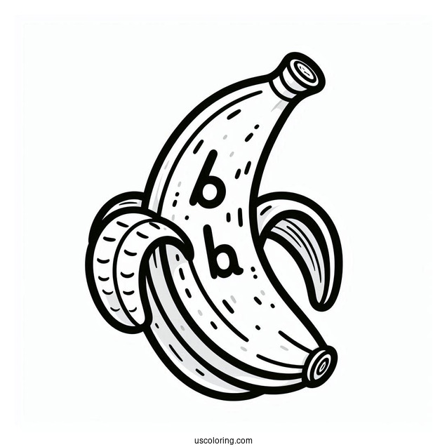Cartoon B Is For Banana Coloring Page For Kids