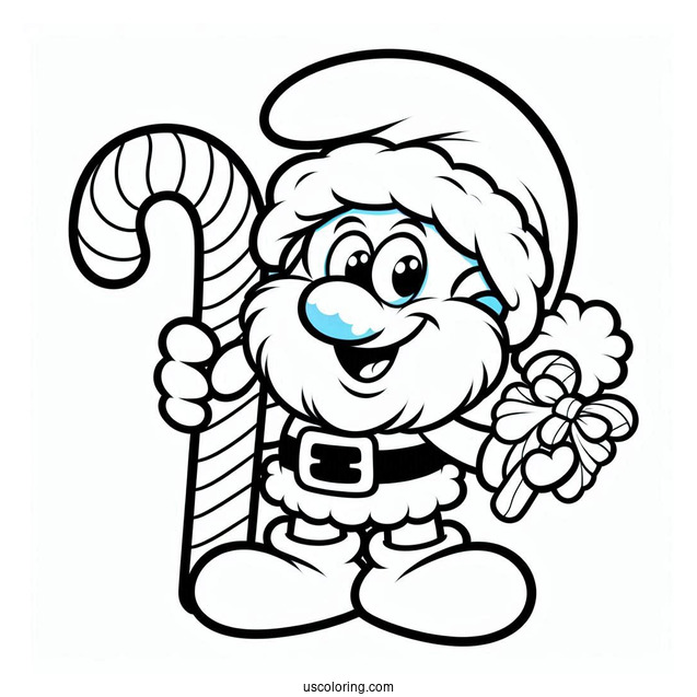 Santa Smurf With Christmas Candy Canes