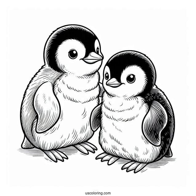 Two Australian Little Penguins Coloring In