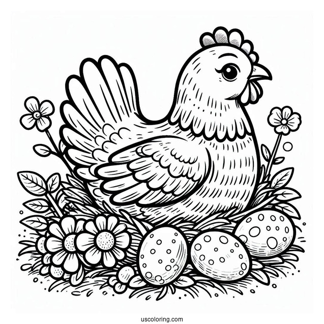 Brooding Hen Coloring Page