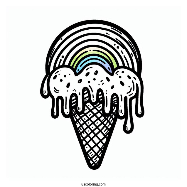Melted Rainbow Ice Cream To Color
