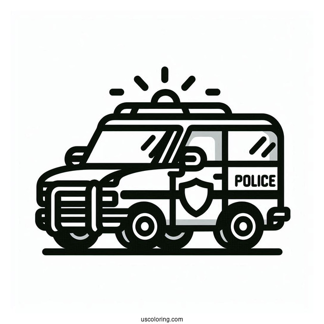 Simple Outline Of Police Car To Color