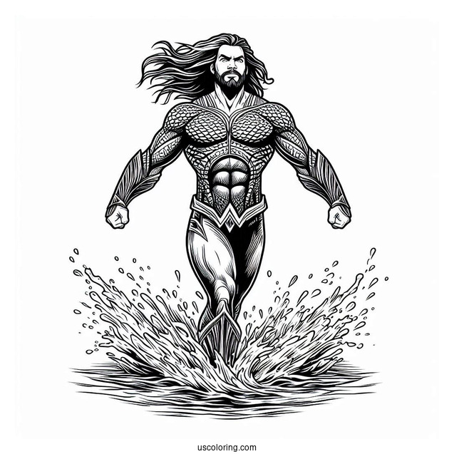 Mighty Aquaman Coloring Page Out Of The Water