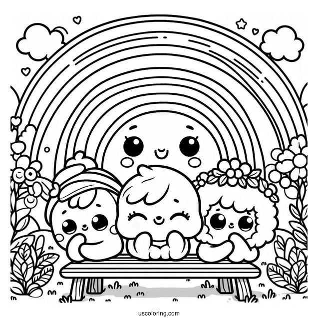 Rainbow Friends Coloring Page Watching Rainbow Babies On A Bench