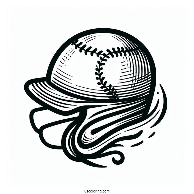 Simple Outline Of a Baseball Helmet
