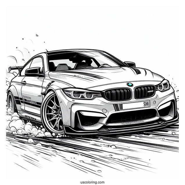 2023 BMW Coloring Page M4 Competition Drifting