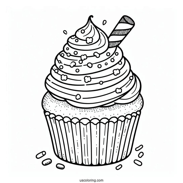 Cupcake With Delicious Icing And Sprinkles