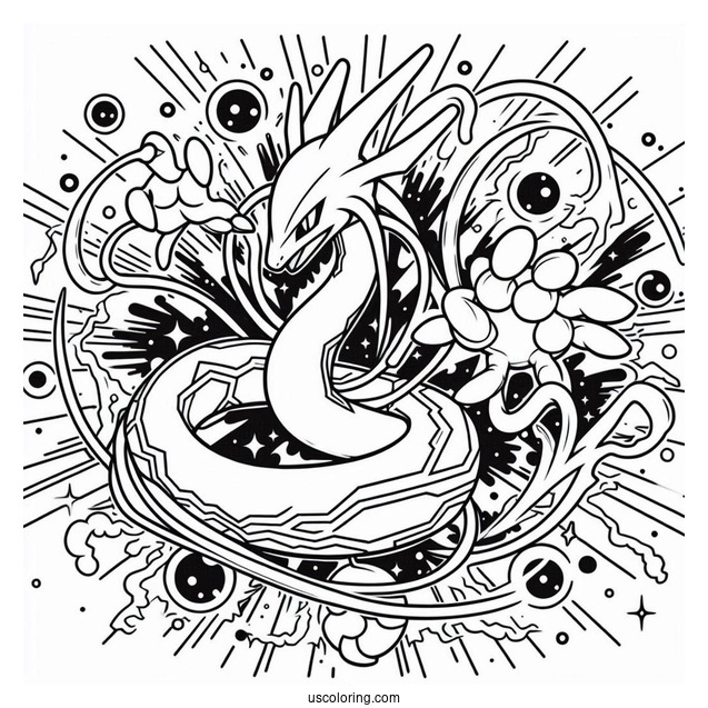 Rayquaza Coloring Page Amazing Burst Pokemon Card