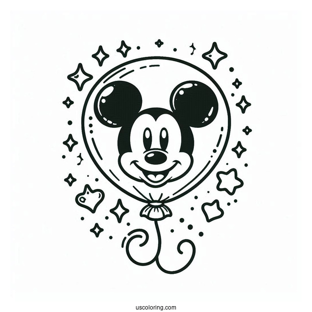 Mickey Mouse Balloon Coloring Page