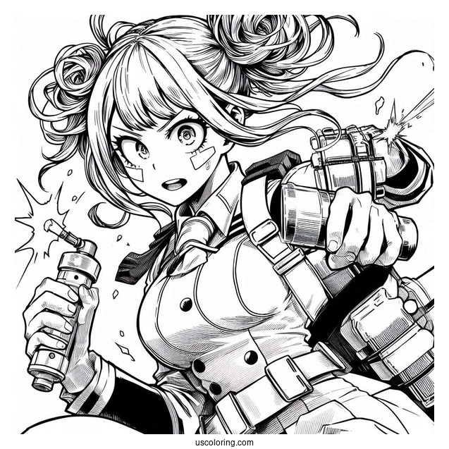 My Hero Academia Coloring Page Of Himiko Toga In Battle