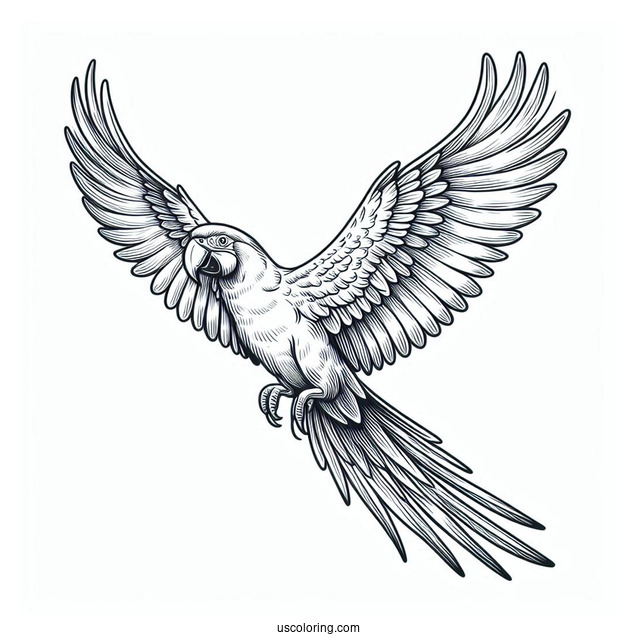 Flying Hyacinth Macaw Parrot