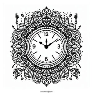 Simple To Color Clock For Kids
