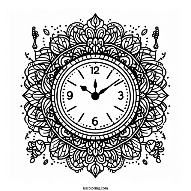 Simple To Color Clock For Kids