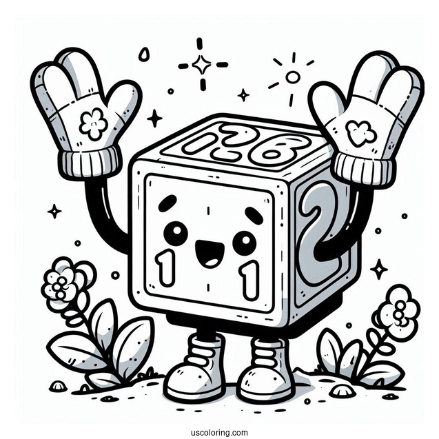 Numberblocks Coloring Page 10 Wearing Gloves