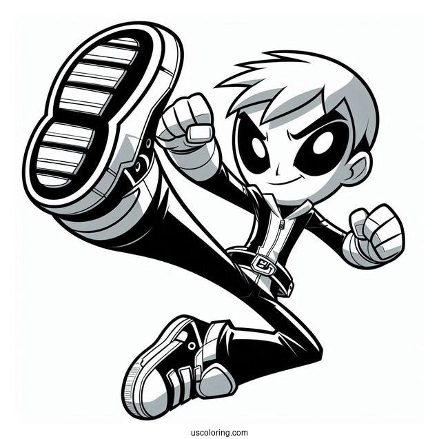 Ben 10 Coloring Page Of Grey Matter Doing High Kick