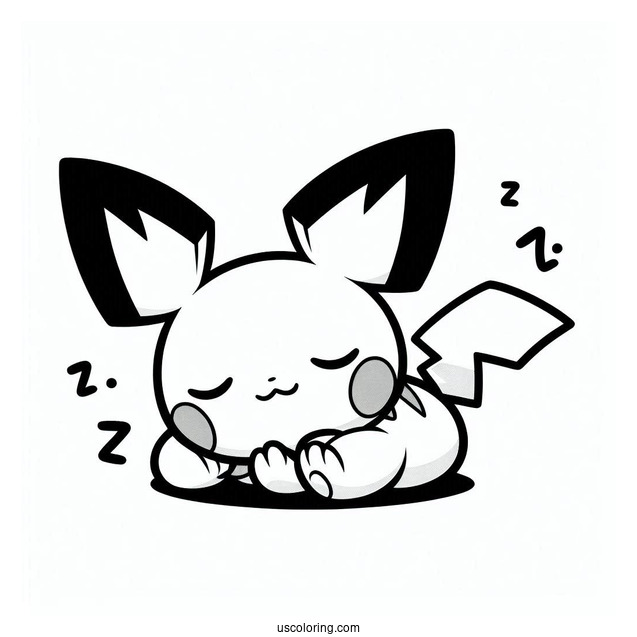 Pichu Coloring Page Sweet Sleeping Face Pokemon Card