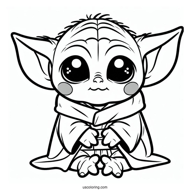 Simple To Color Baby Yoda For Kids