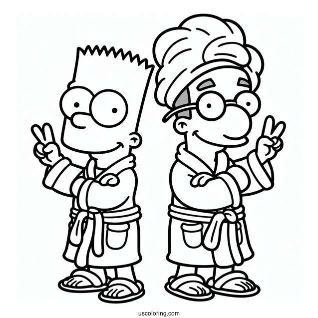 Milhouse And Bart Wearing Robes To Color