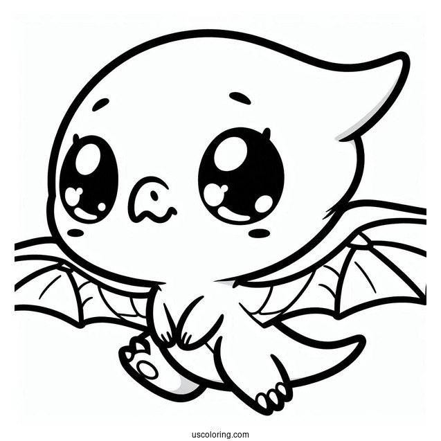 Kawaii Pterodactyl Coloring Page For Kids