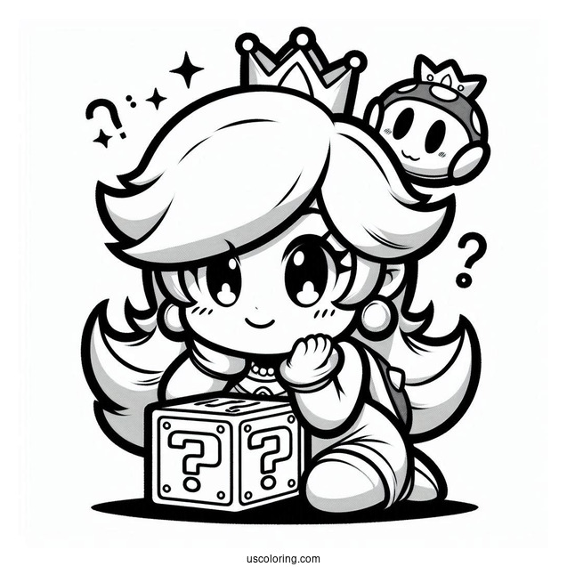 Simple Rosalina Coloring Page And Bowser Holding Question Mark Block