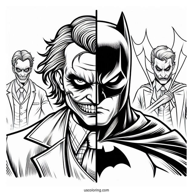 Detailed Joker Vs Batman Coloring For Adults