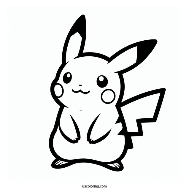 Simple Pikachu Outline For Kids Coloring In