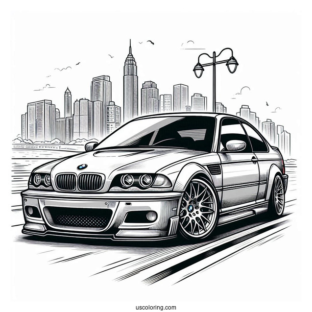 BMW Coloring Page E46 M3 On The Road