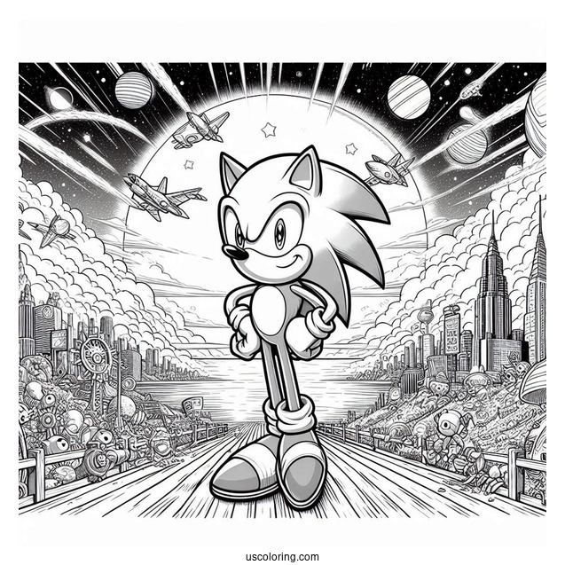 Sonic Movie Poster Coloring Sheet