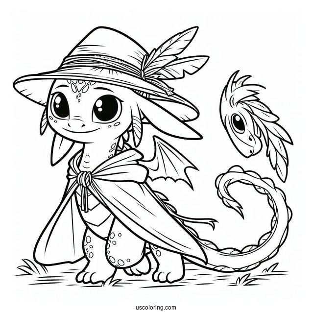 Easy Raya And The Last Dragon Coloring Page Outline With Her Hat And Cape For Kids