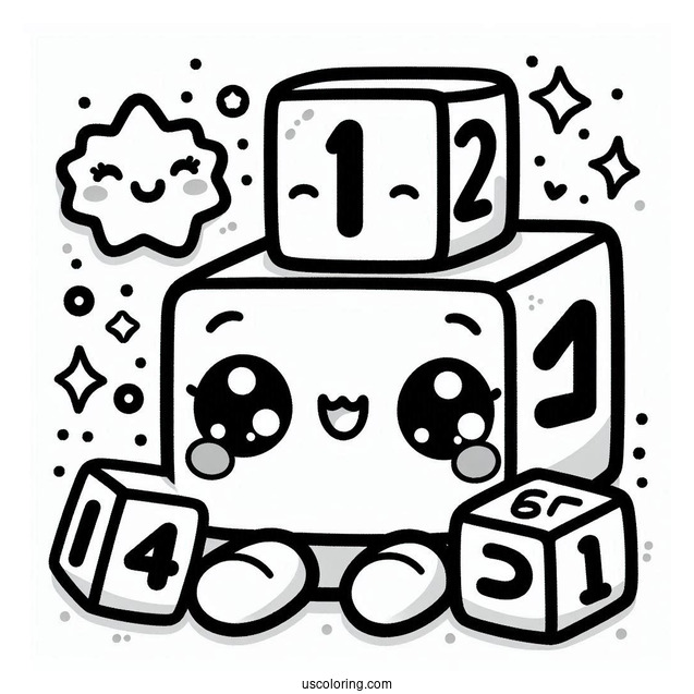 Kawaii Numberblocks Coloring Page 1 For Preschoolers