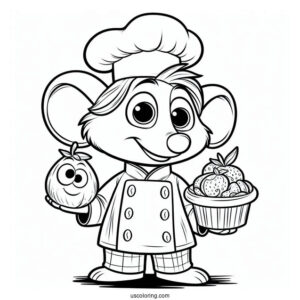 Simple Alfredo Holding Ratatouille Coloring Page For Preschoolers