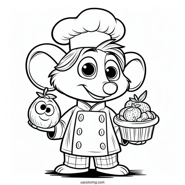 Simple Alfredo Holding Ratatouille Coloring Page For Preschoolers