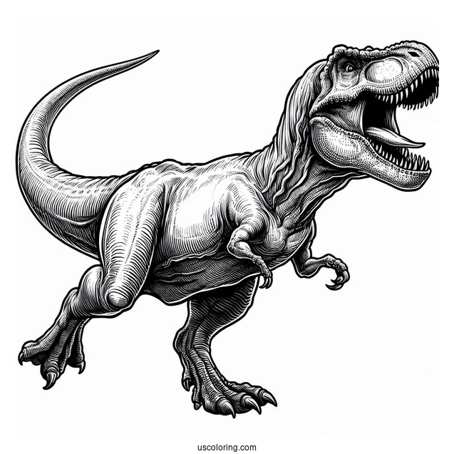 Tyrannosaurus Rex Running With Open Jaw To Color