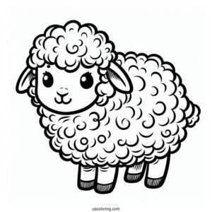 Fluffy Sheep Coloring Page For Kids