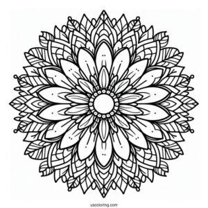 Easy Round Daisy Flower Mandala Coloring Page For Kids