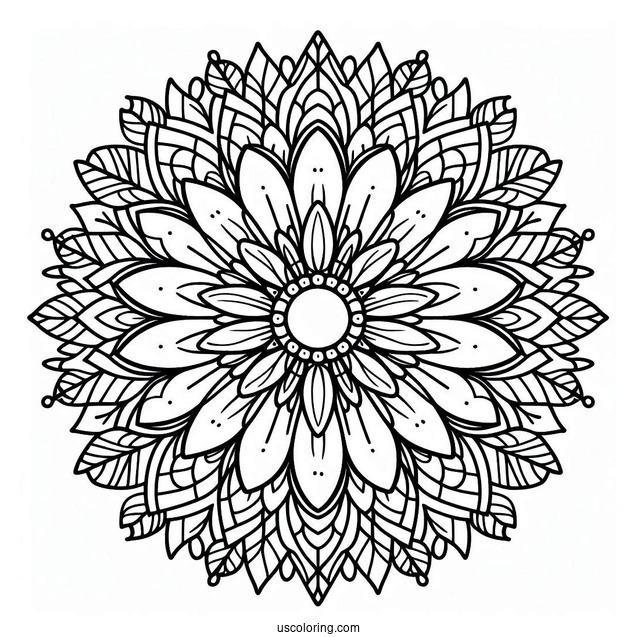 Easy Round Daisy Flower Mandala Coloring Page For Kids
